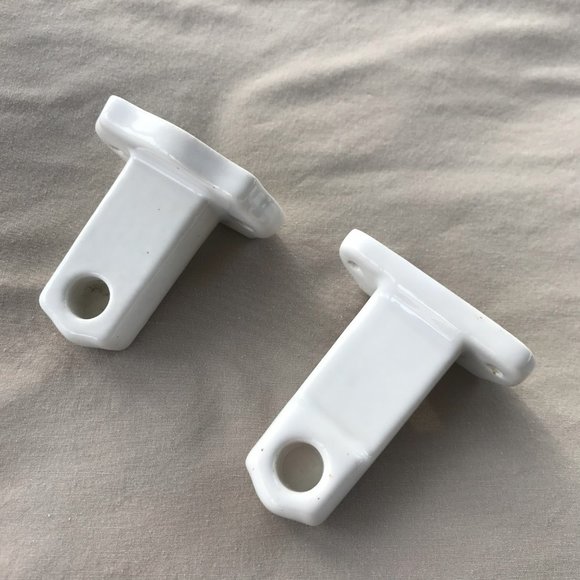 Antique Surface Mount White Porcelain Surface Mount Towel or TP Bar Ends - Picture 3 of 5